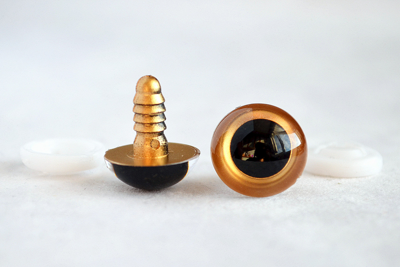 Очі для іграшок гвинтові, d-16 мм, золоті, пара, фото 1