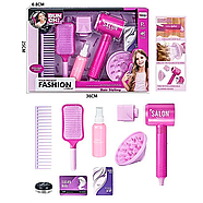 Набір перукаря дитячий (функціональний фен, на батарейках, гребінець, аксесуари) QY 001, фото 2