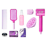 Набір перукаря дитячий (функціональний фен, на батарейках, гребінець, аксесуари) QY 001, фото 3