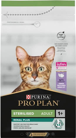 АКЦІЯ PRO PLAN Sterilised Adult 1+ Renal Plus з індичкою сухий корм для стерилізованих кішок 1,5 кг, фото 1