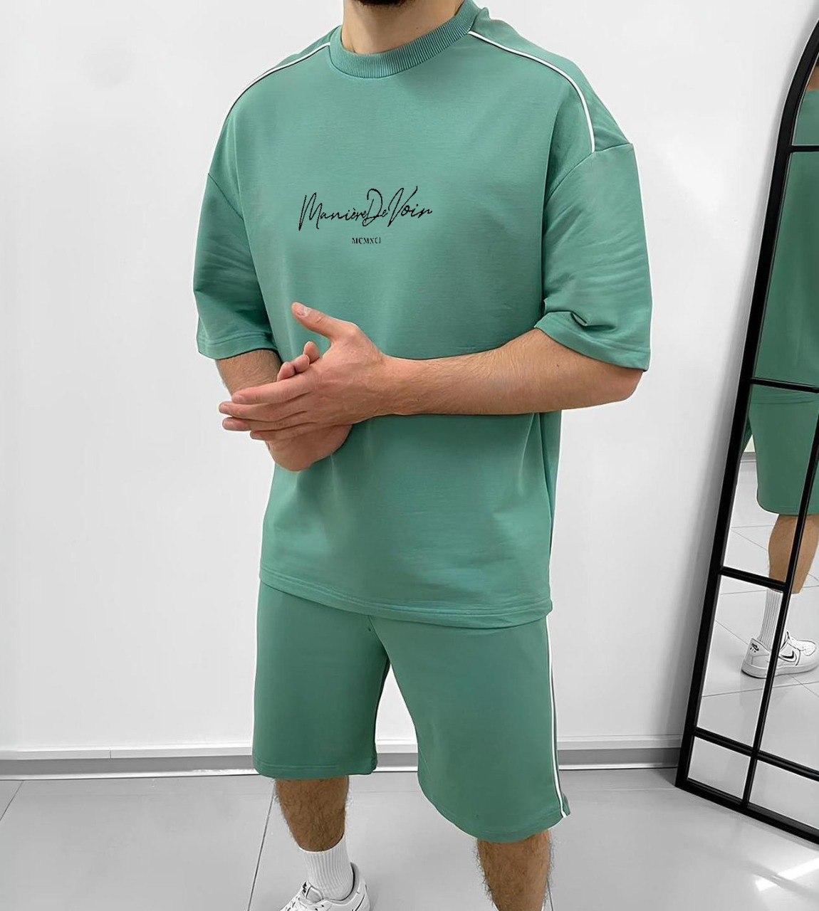 Костюм літній чоловічий (шорти/футболка),двунитка M(48-50) L(52-54) (5) beg1364-1700