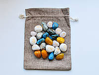 Руны каменные Ассорти (набор рун 25 шт. из разных камней) в мешочке цвета "Утренний Кофе"