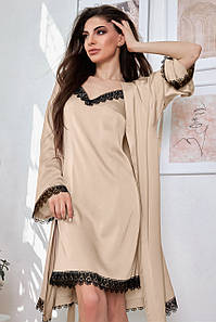 Халат нічнушка жіночий домашній одяг якість преміум коричневі