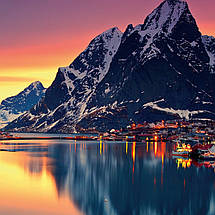 Плакат "Скандинавське селище та відбиття гори у воді", 40×60см, фото 2