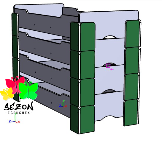 Дитяче ліжко Монтессорі штабельоване ліжка в дитячий садок, 140 *60 ST-173-1, фото 1