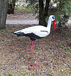Лелека великий - садова фігура з кераміки на металевих лапках, фото 4