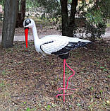 Лелека великий - садова фігура з кераміки на металевих лапках, фото 2