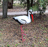 Лелека великий - садова фігура з кераміки на металевих лапках, фото 5