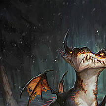 Плакат "Дракончик п'є чай у зимовому лісі", 40×60см, фото 2