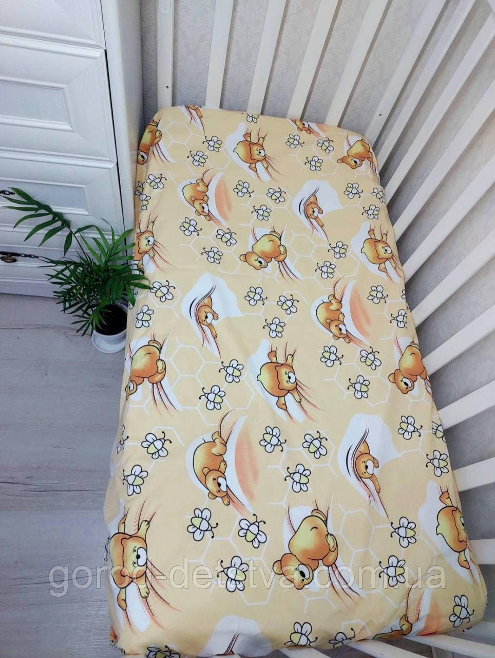 Водонепромокаюче простирадло в дитяче ліжечко з гумкою по периметру 120*60 см наматрацник Аква-стоп, фото 1