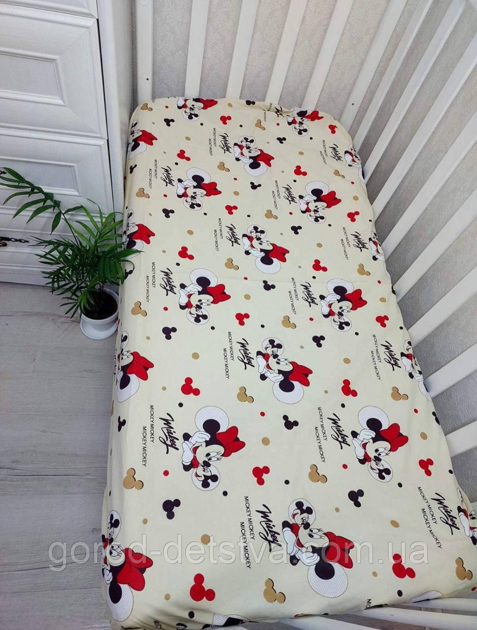 Водонепромокаюче простирадло в дитяче ліжечко з гумкою по периметру 120*60 см наматрацник Аква-стоп, фото 1