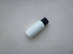 30 мл Круглий ПП поліпропілен флакон білий з чорною кришкою гвинтовою ребристою, пляшка з закруткою, ковпачком, пробкою