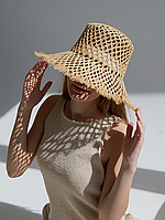 Ажурний соломяний капелюх з рафії