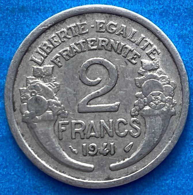Монета Франції 2 франка 1941 р.