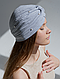 Чалма жіноча літня із трикотажу з перлинами D.Hats сірого кольору - фото 3 - id-p2227552529