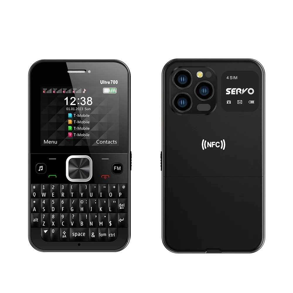 Телефон на 4 сим карты SERVO Ultra 700 Qwerty клавиатуры черный ...