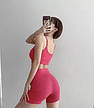 Трикотажний комплект в рубчик із топа і шортів з ефектом пуш апу, фото 8