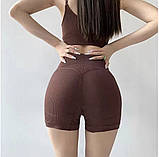 Трикотажний комплект в рубчик із топа і шортів з ефектом пуш апу, фото 9