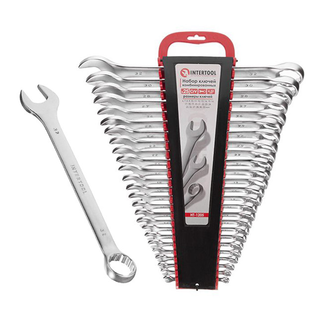 Набір ключів комбінованих 25 шт., 6-32 мм CrV INTERTOOL HT-1205, фото 1
