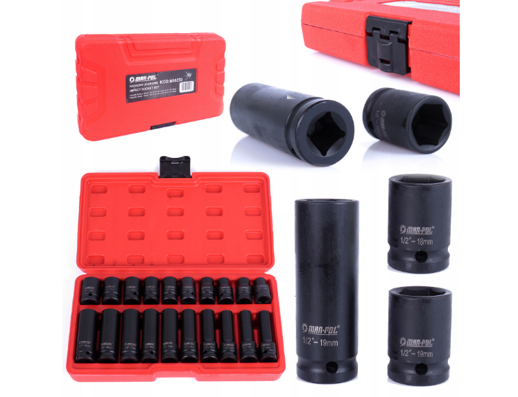 Набір ударних головок торцевих 1/2" 20 шт 10-19 мм Mar-Pol M58259 BJC, фото 1