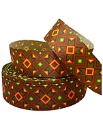 Репсова стрічка 2.5 см- Орнамент, арт 015165, 1 метр, Різнокольоровий