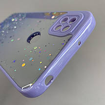 Чохол для Xiaomi Redmi 9C прозорий чохол з блискітками на телефон сяомі редмі 9с бузковий d8e, фото 6