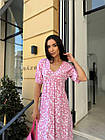Легке жіноче плаття NOBILITAS 42-56 малинового кольору в дрібну квітку, фото 4