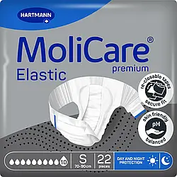 Підгузки нічні для дорослих, які страждають на нетримання MoliCare Premium Elastic 10 крапель розмір S, 22шт/пак