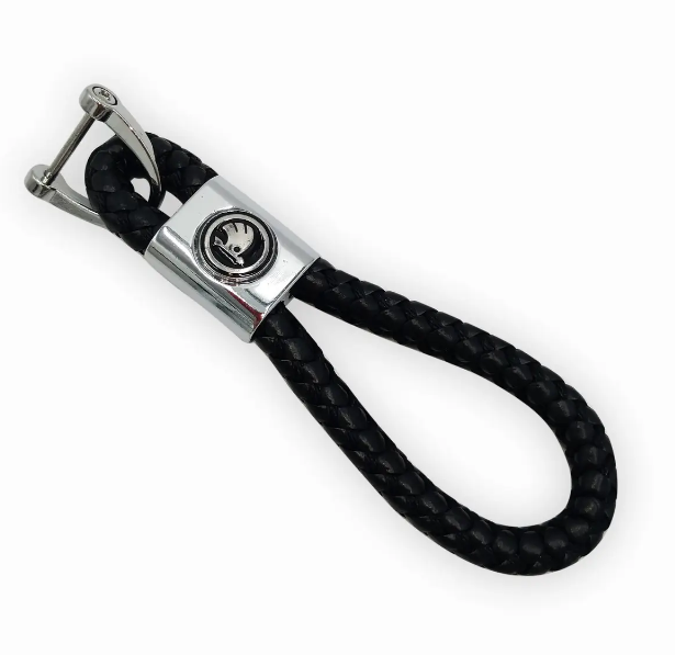 Брелок для ключів Плетений автомобільний брелок з логотипом Skoda Чорний (KG-11673), фото 1