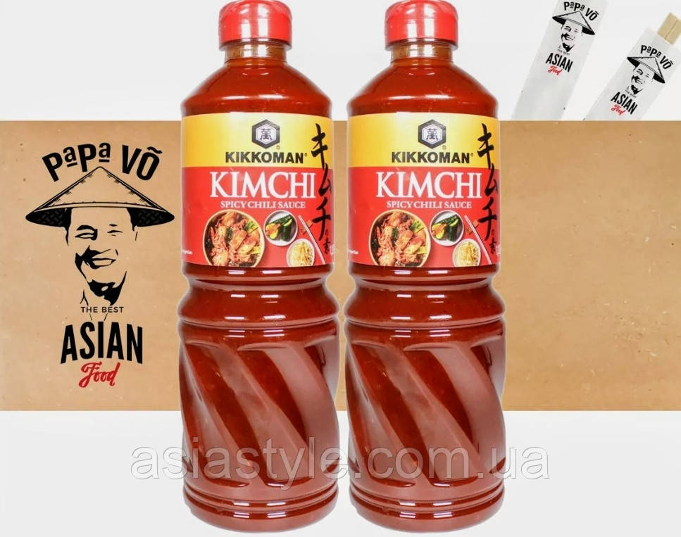 Соус гострий, Кімчі, Spicy Chilli Sauce, KimChi Base, основа Кімчі, Кіккоман, Kikkoman, 2*1180ml, ч, фото 1