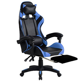Геймерське ігрове крісло з подушкою Gamer Pro Jaguar з підставкою для ніг комп'ютерне офісне розкладне для пк