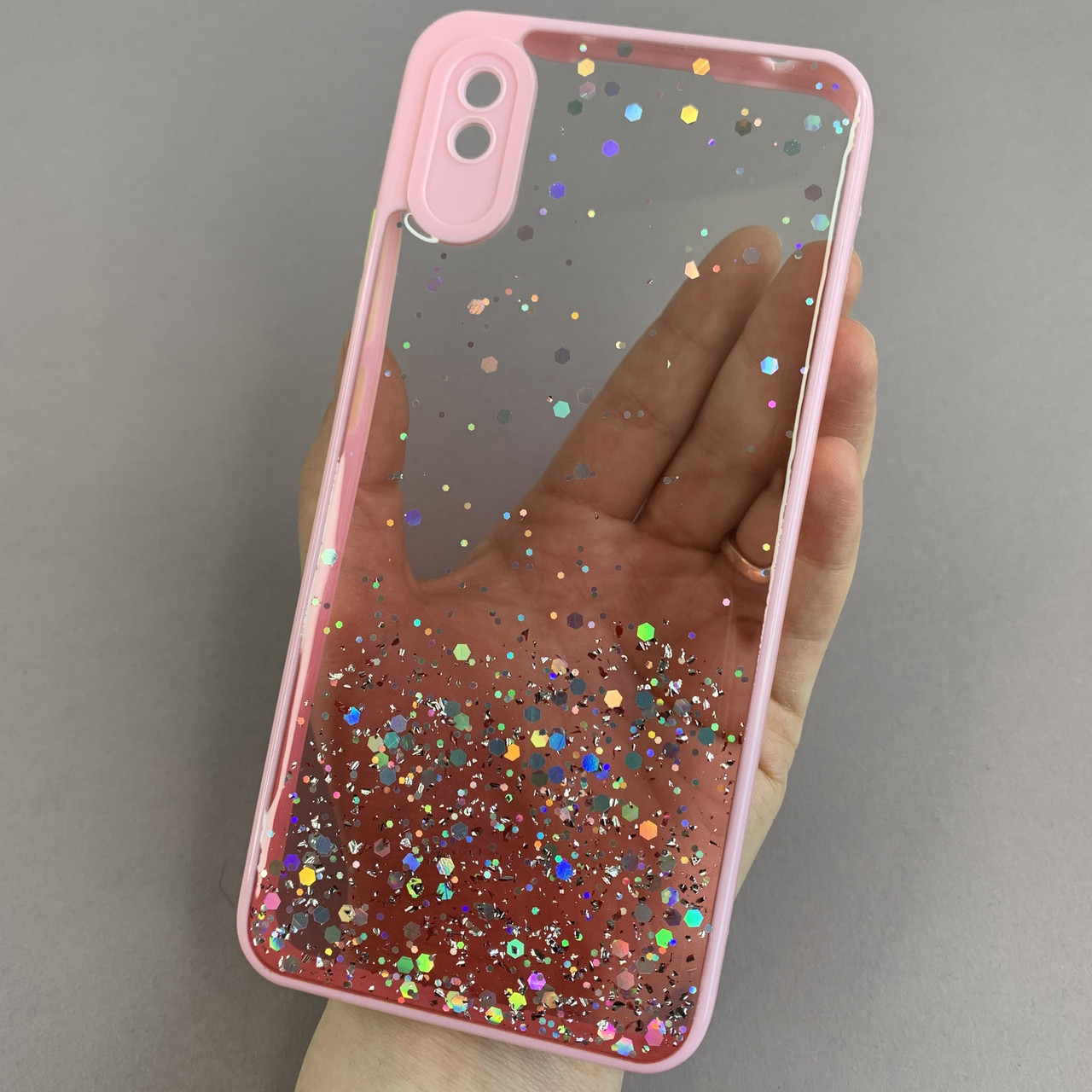 Чохол для Xiaomi Redmi 9A прозорий чохол з блискітками на телефон сяомі редмі 9а рожевий d8e