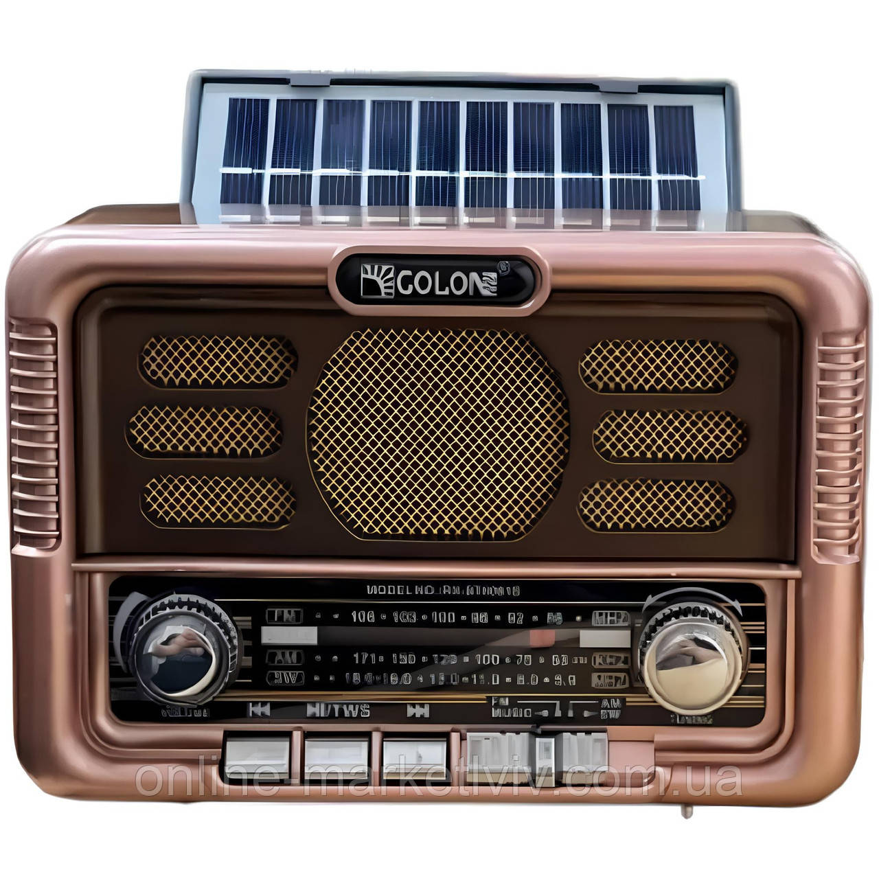 Радіоприймач із сонячною панеллю, Bluetooth, USB, GOLON RX-BT6061S / Ретро приймач / FM-радіоприймач
