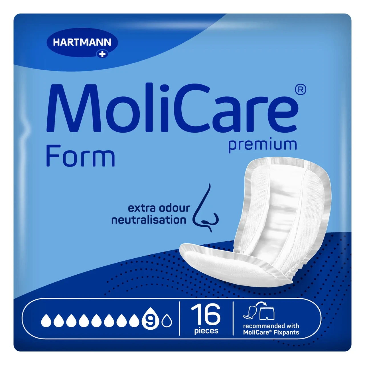 Прокладки при нетриманні мочі та калу анатомічної форми MoliCare Premium Form 9 крапель 16шт/пак