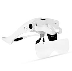 Окуляри-лупа бінокулярні 9892B2C Magnifier з LED підсвіткою для ремонту і змінним збільшувальним склом (код: 9892B2C)