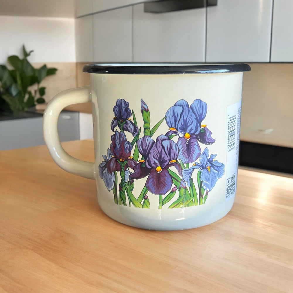 Кружка 1л емальована Ірис молочна Idilia 0107/2