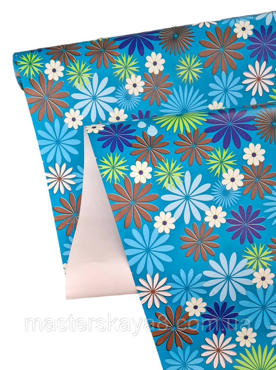 Папір 10м рулон (відео) для пакування, "кольорові квіти"