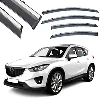 Дефлектори вікон с хром молдингом (вітровики) Mazda CX5 2012- (нержавейка 3D)
