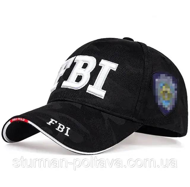 Бейсболка чоловіча камуфляж чорний з логотипом FBI шеврон NYPD