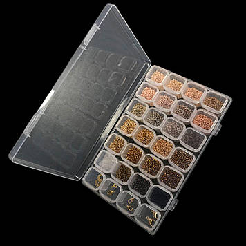 Прозорий органайзер, контейнер з бісером, подарунковий набір для рукоділля на 28 ячеєк