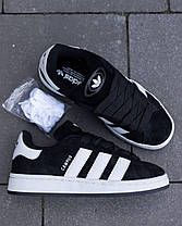 Жіночі кросівки Adidas Campus Black White Адідас Кампус чорно білі замшеві демісезон демісезон унісекс, фото 4