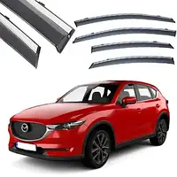 Дефлектори вікон с хром молдингом (вітровики) Mazda CX5 2017- (нержавейка 3D)