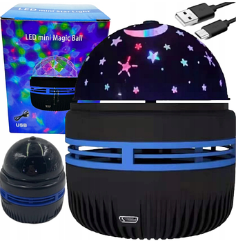 Ночник-проектор Led mini Magic ball USB Чорний (KG-11682)