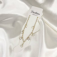 Браслет на ногу Finding Ланцюжок з підвісками зірки кружечки з емаллю Золотистий білий 20 см