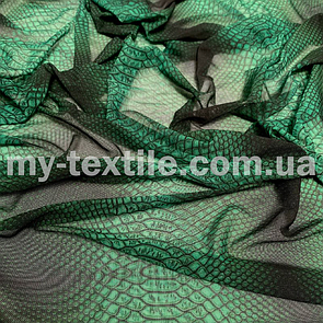Сітка стрейч друкований принт Змія зелена