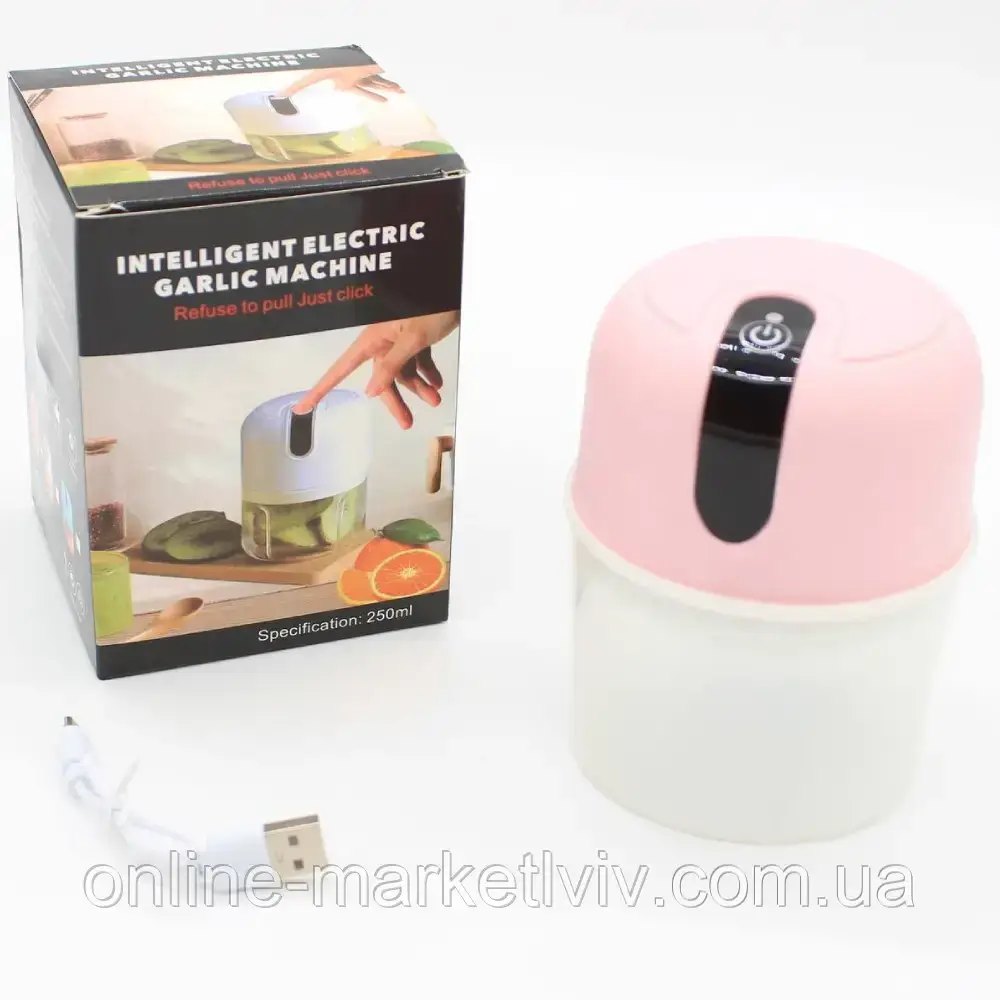 Міні подрібнювач для продуктів 250мл, від USB, MAG-658, Рожевий / Бездротовий блендер для овочів / Міні чоппер, фото 1