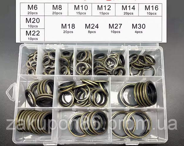 Универсальные автомобильные уплотнительные кольца M 6 - M-30 162 шт ...