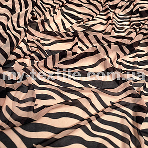 Сітка стрейч друкований принт Зебра бежева