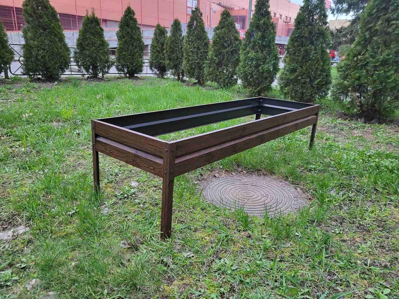 Високі теплі грядки і клумби металеві збірні для саду та городу (висота 19см ширина 1.25м довжина 1.25м), фото 1