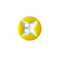 Ґудзик (гудзик) пришивний 13 мм № 20 колір білий з жовтим